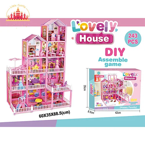 Hot Selling Assembly Villa Toy 243 Pcs DIY Mini Plastic Doll House For Kids SL06A094
