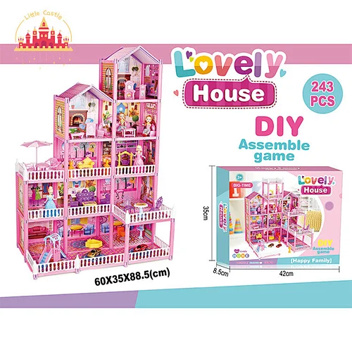 Hot Selling Assembly Villa Toy 243 Pcs DIY Mini Plastic Doll House For Kids SL06A094