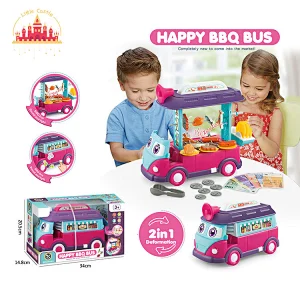 New Pretend Play Cooking Set Toys 2 In 1 Plastic Barbecue Bus For Kids SL10D1036