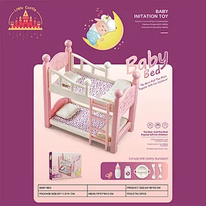 Popular Doll Feeding Set Play House Plastic Double Bunk Bed Toy For Kids SL06B014