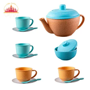 New Design Degradable Wheat Straw 14 Pcs Kitchen Toy Tableware Set For Kids SL10D780