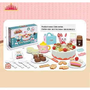 New Design Creative DIY 65 Pcs Plastic Cutting Birthday Cake Set Toy For Kids SL10D826