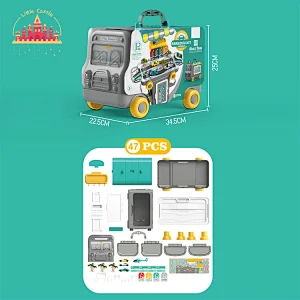 47 Pcs Pretend Play Multifunctional 2 In1 Plastic Parking Lot Toy For Kids SL10G271