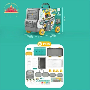 47 Pcs Pretend Play Multifunctional 2 In1 Plastic Parking Lot Toy For Kids SL10G271