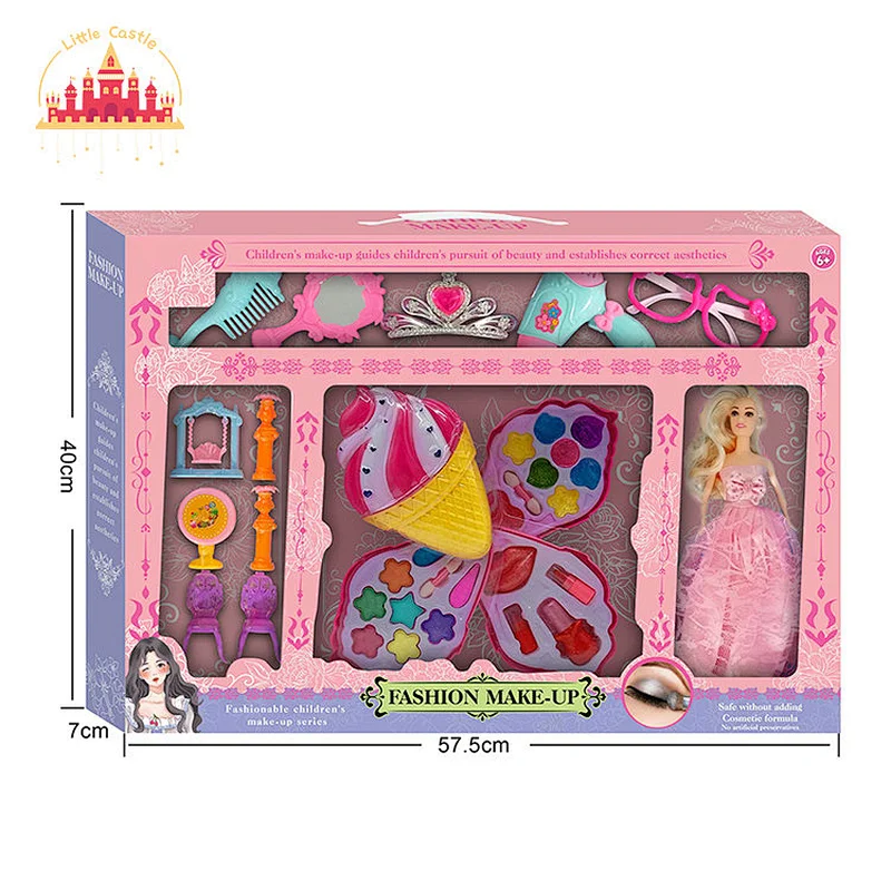 Customize Kids Cosmetics Set Hamburg Shaped Plastic Makeup Box With Doll SL10A435