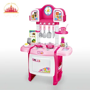 Kids Cooking Game Pink Electric Plastic Play Kitchen With Water Spray SL10C060