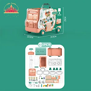 Multifunctional Cooking Play Set Foldable Plastic Kitchen Trolley Toy For Kids SL10G269