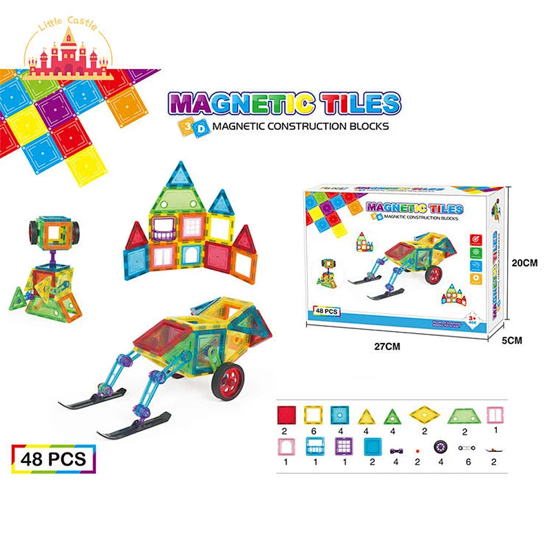 Creative DIY Vehicle Model 48 Pcs Plastic Magnetic Building Blocks For Kids SL13E191