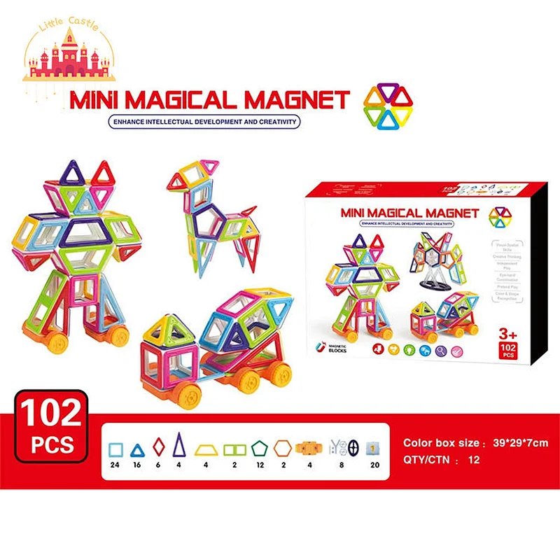 Hot Sale 12 Pcs Magnetic Blocks Set DIY Plastic Lighting Animal Toys For Kids SL13E146