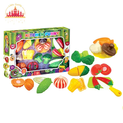 Wholesale Kids Cooking Game 22 Pcs Plastic Cutting Vegetable Toy SL10B024