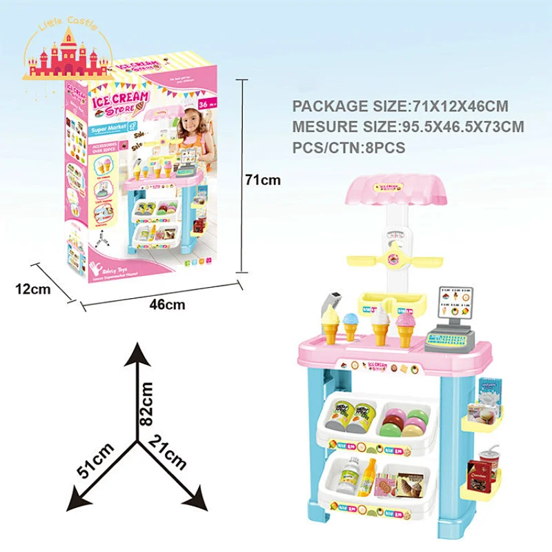 Wholesale Educational Pretend Play Plastic Ice Cream Store Toy For Kids SL10E023