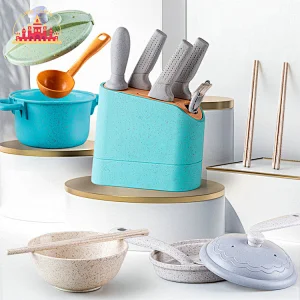 Wholesale 18 Pcs Degradable Wheat Straw Knife Set Toy Kids Funny Cooking Game SL10D786