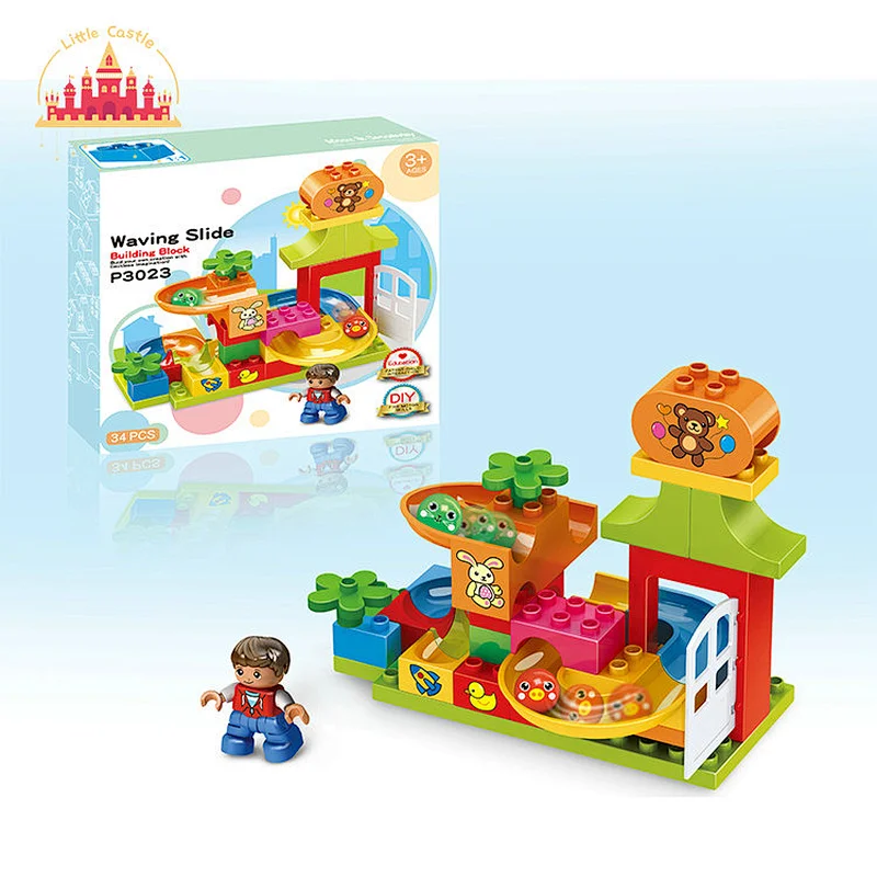 Hot Sale Educational DIY Toy 28 Pcs Plastic Train Building Block Set For Kids SL13A519