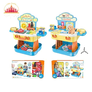 Kids Pretend Play Trolley Case 3 In 1 Plastic Dressing Table With Light SL10G491