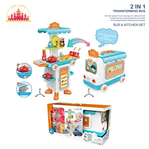 3 In 1 Kids Trolley Case Cooking Play Set Plastic Kitchen Toy With Light SL10G496