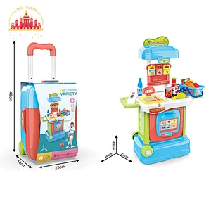 Kids Pretend Play Trolley Case 3 In 1 Plastic Dressing Table With Light SL10G491