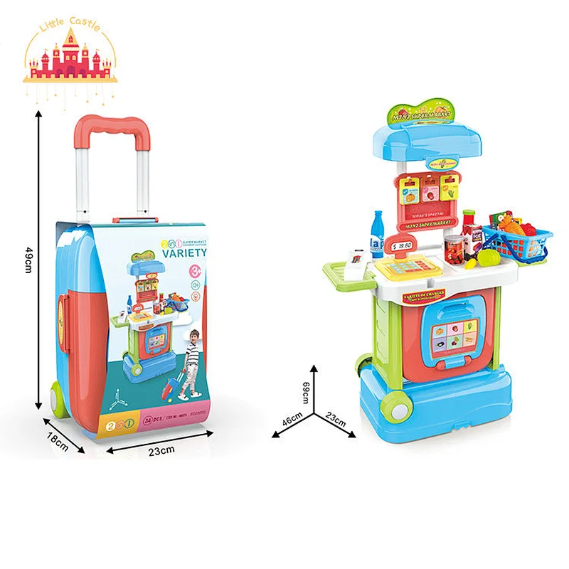 3 In 1 Kids Trolley Case Cooking Play Set Plastic Kitchen Toy With Light SL10G496
