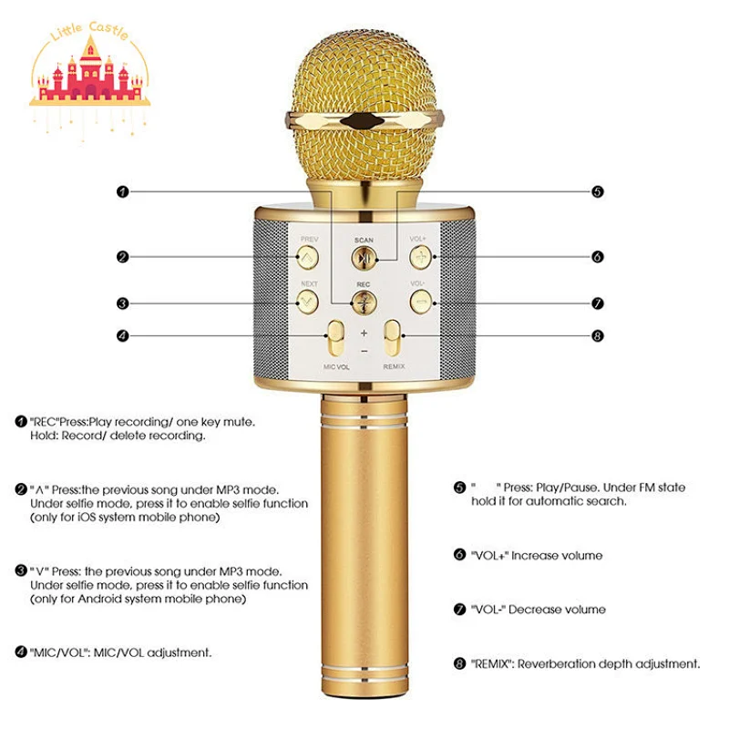 Fashion Bluetooth Wireless Microphone Handheld Karaoke Mic USB Mini Home KTV SL07C011