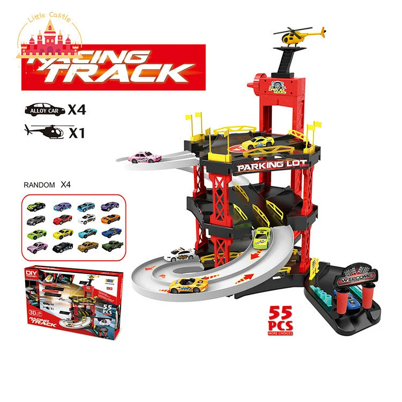 New Design Kids 55 Pcs Plastic Racing Track DIY Parking Lot Toy SL04B002