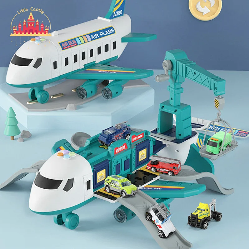 Popular Kids Deformation Model Plastic Airplane Garage Toy With Light Sound SL04B028