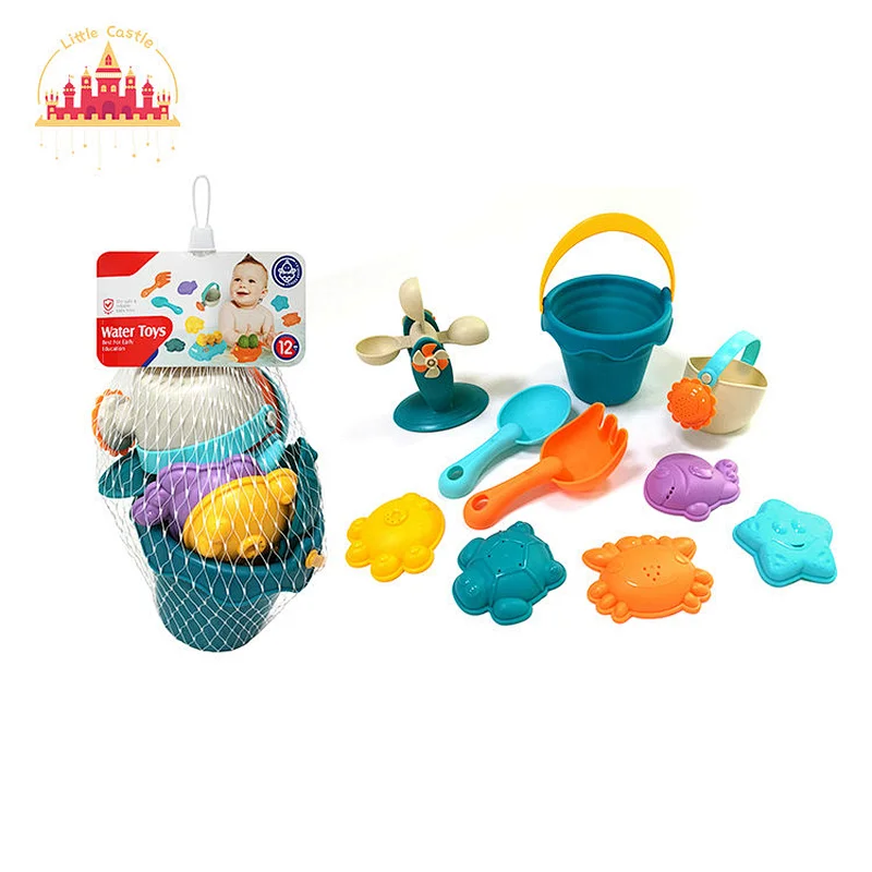 Hot Sale Kids Playing Water Set 10 Pcs Plastic Sand Beach Toys With Bucket SL21C001