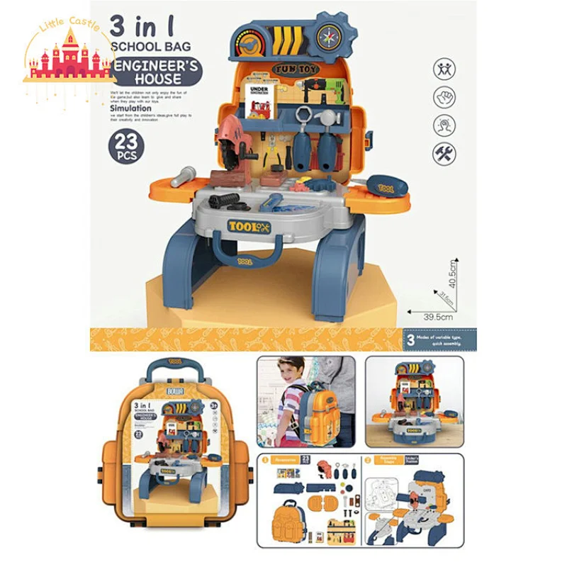 Multifunctional 3 In 1 DIY Tool Screw Bus Plastic 59 Pcs Tool Set For Kids SL10G105