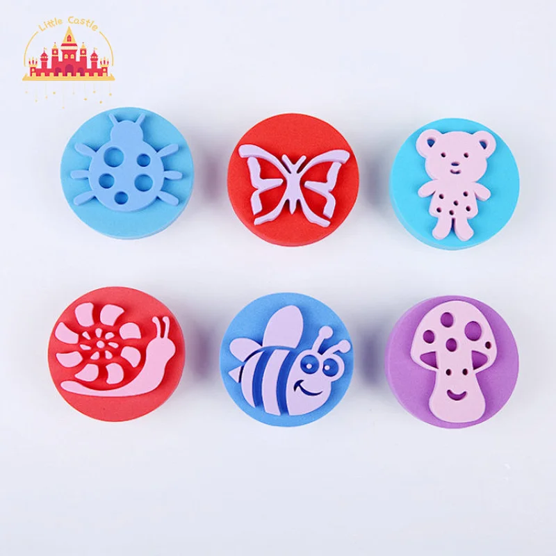 New Design DIY Toy Colorful 6 Pcs Cute Pattern EVA Stamp Set For Kids SL18A016