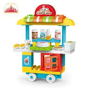 Wholesale Building Blocks Pretend Play DIY Plastic Coffee Shop Toy For Kids SL10D839