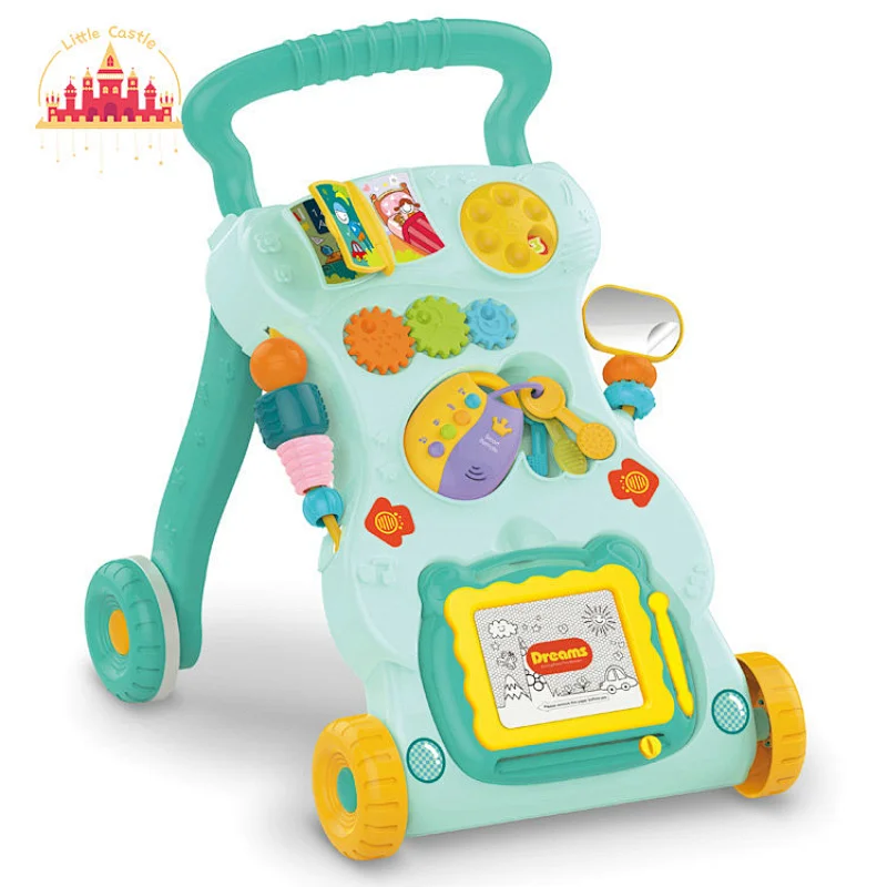 Hot Selling Baby Early Educational Plastic Musical Walker With Drawing Board SL16E013