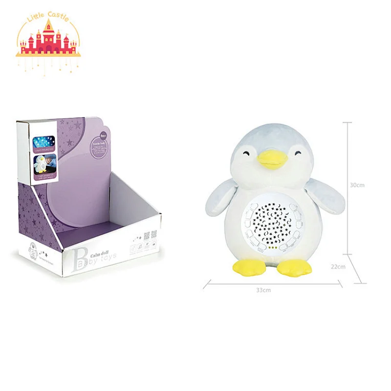 12 Keys Sleep Soother Penguin Night Light Plush Projection Toy For Baby SL21E036