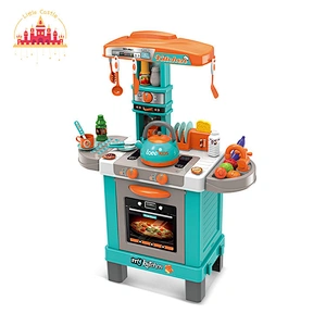 2023 New Kids Cooking Pretend Play Plastic Kitchen Toy With Induction Light SL10C375