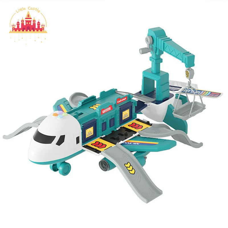 Popular Kids Deformation Model Plastic Airplane Garage Toy With Light Sound SL04B028