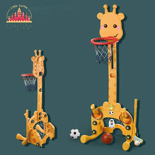 5 In 1 Kids Sports Game Adjustable Plastic Cartoon Giraffe Basketball Stand SL01F033