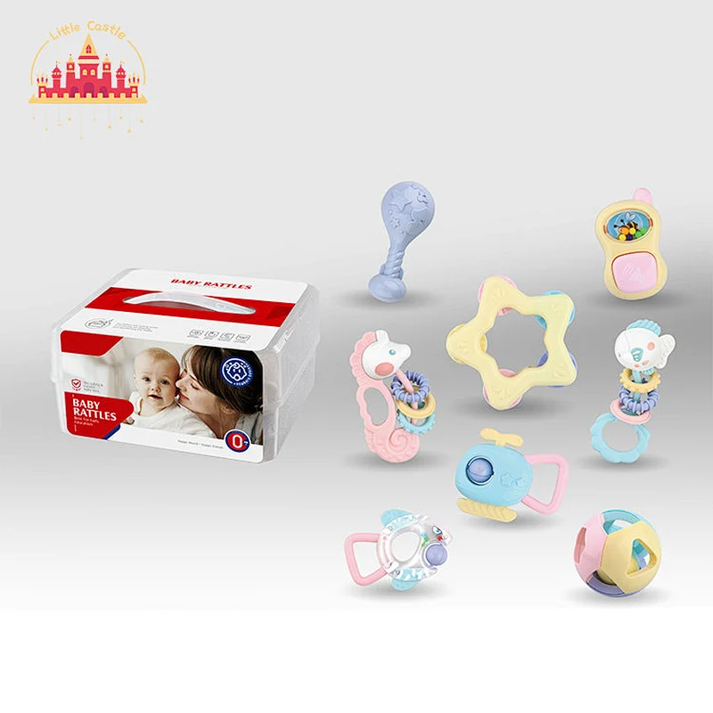 Popular Bed Educational Musical Toy 5 Pcs Cute Plastic Rattle Toys For Baby SL21A036