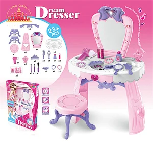 Luxury Dressing Table Pretend Play 32 Pcs Plastic Makeup Toy For Kids SL08H001