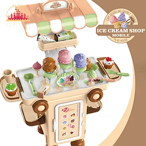 Multifunctional Cooking Play Set Foldable Plastic Kitchen Trolley Toy For Kids SL10G269