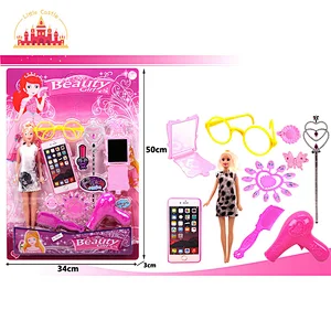 Fahion Pink Kids Dress Up Toys Play House Plastic Beauty Play Set With Doll SL10A212