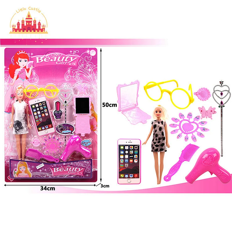 Fahion Pink Kids Dress Up Toys Play House Plastic Beauty Play Set With Doll SL10A212