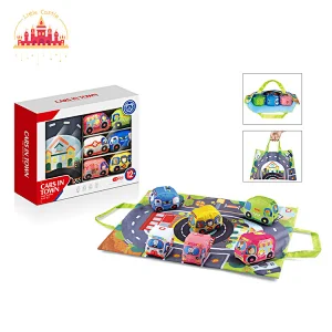 Funny Kids Vehicle Game 6 Pcs Soft Cloth Pull Back Car Toys With Storage Bag SL04A484
