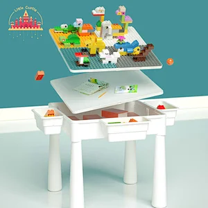 Customize Kids Early Educational DIY Plastic Building Block Table With Chair SL13A511