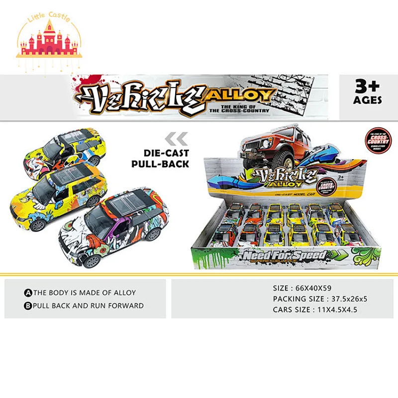 12 Pcs Kids 1:36 Pull Back Model Car Alloy Police Car Toy With Lihght Music SL04A701