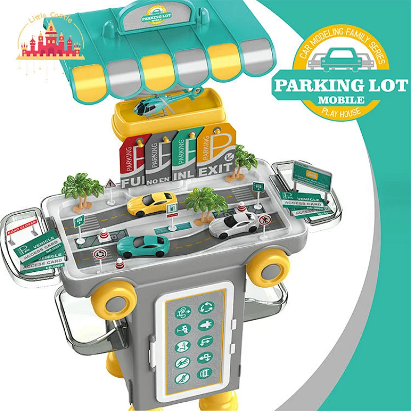 Multifunctional Cooking Play Set Foldable Plastic Kitchen Trolley Toy For Kids SL10G269