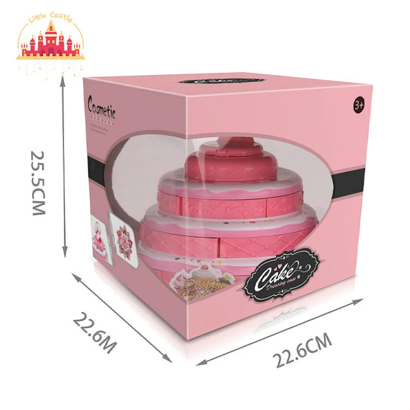 Wholesale Dress Up Set Toys 4 Layers Cake Shape Plastic Makeup Box For Kids SL10A251