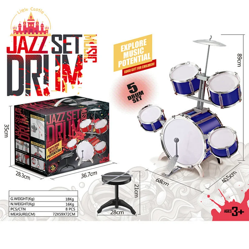 Hot Sale Educational Music Instrument Plastic Jazz Drum Set For Kids SL07A031