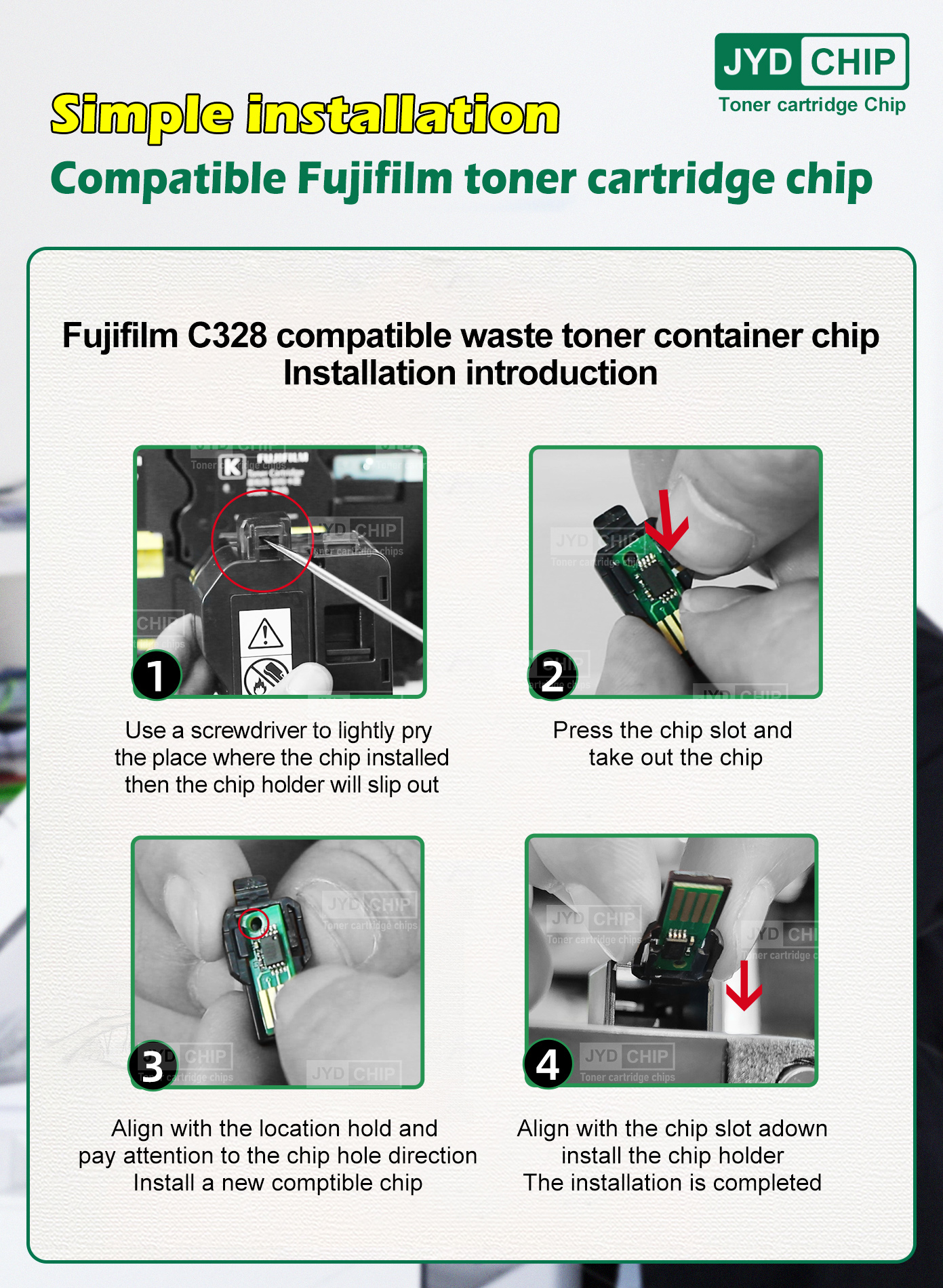 C328,Fujifilm,waste toner container chip,installation introduction