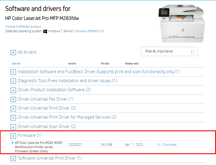 HP,M283fdw,printer,hp printer,printer upgrade,Firmware update