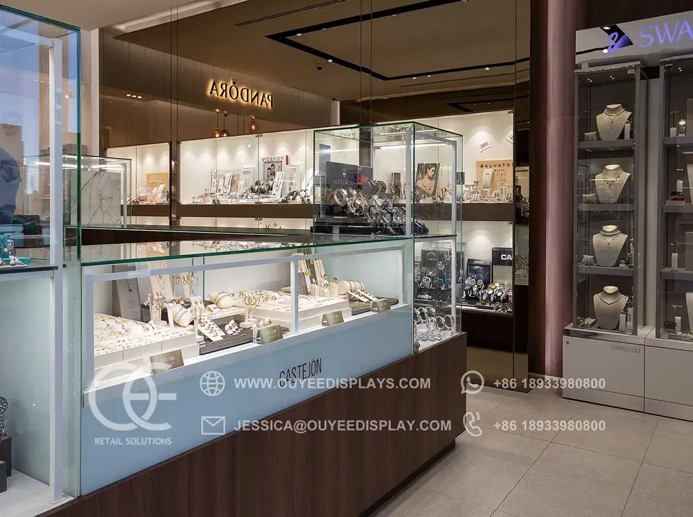 glass showcase for jewelry shop