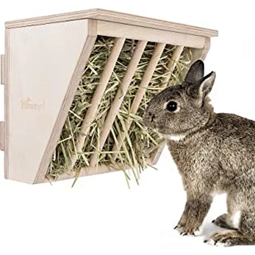 Natural Chinchilla Rabbit Wooden hay rack pets dry food dispenser from