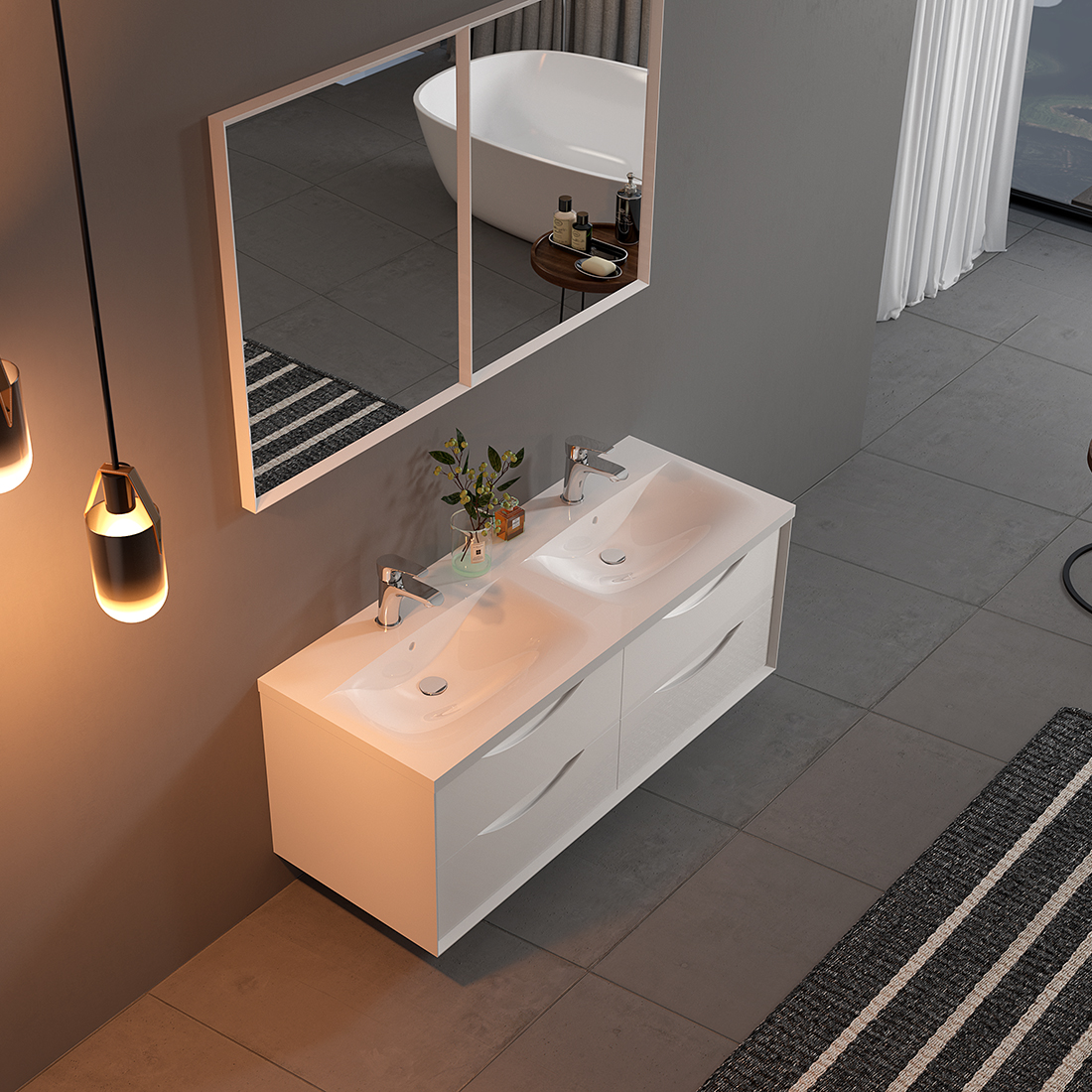 white bathroom cabinet