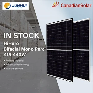 CanadianSolar Supplies Professional Monocrystalline Silicon HiHero High efficiency heterojunction cell technology 410-440W Panels